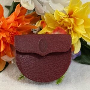 AUTHENTIC CARTIER MUST DE CARTIER BORDEAUX RED LEATHER COIN PURSE - EXCELLENT!